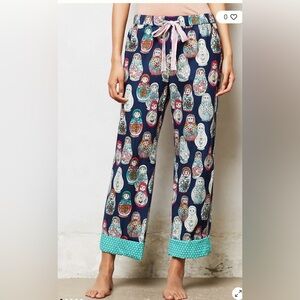 Anthropologie Eloise Nesting Doll Flannel Loungers